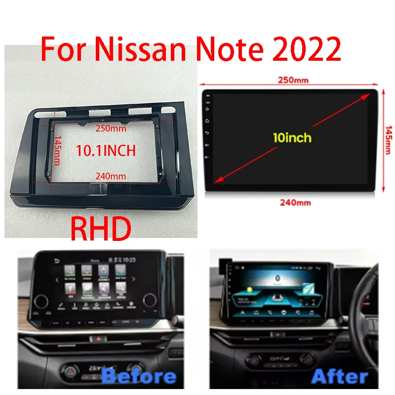 9/10 Inch Car Frame Fascia Android Radio Audio Dash Fitting Panel Kit For Nissan Note 2022