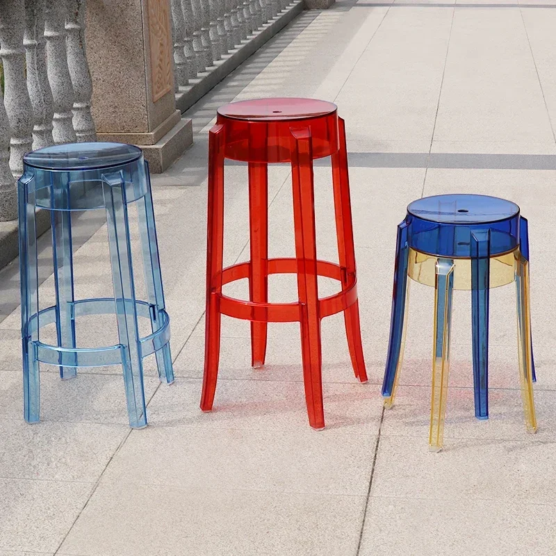 Fashion Transparent Acrylic Bar Stool Crystal High Stool Fashion Round Stool Modern Simple Plastic Bar Chair Bar stools