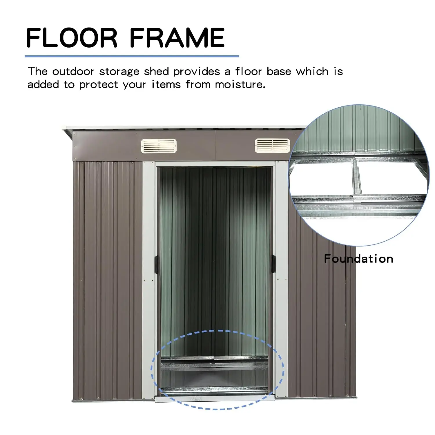 6X4 FT Waterproof Metal Outdoor Storage Shed with Lockable Door, Steel Tool Building for Garden Backyard Patio Lawn, Customized - view 4