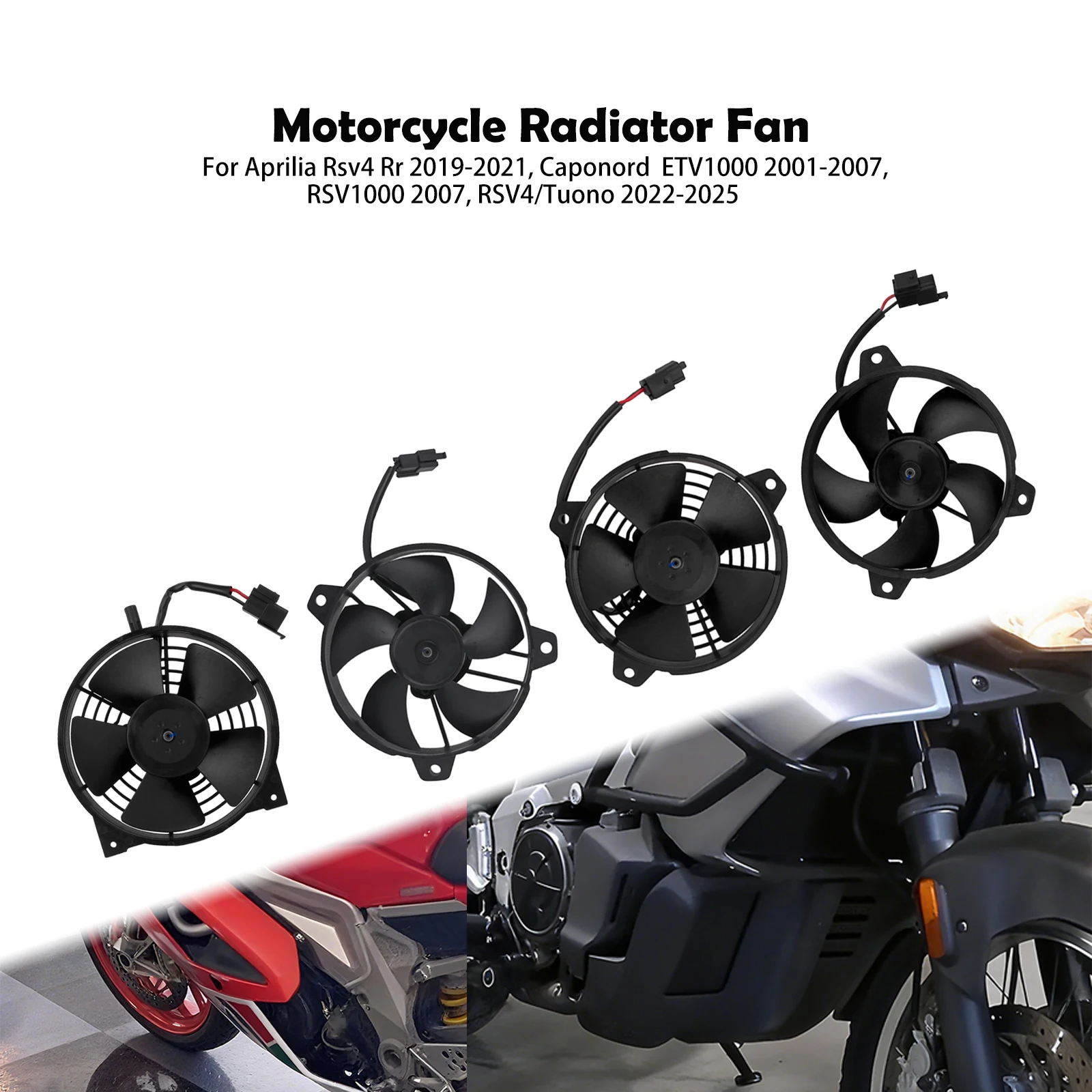 

Motorcycle Radiator Cooling Fan For Aprilia Rsv4 Rr 19-21 Caponord ETV1000 2001-07 RSV1000 2007 RSV4/Tuono 1100/Tuareg 2022-2025
