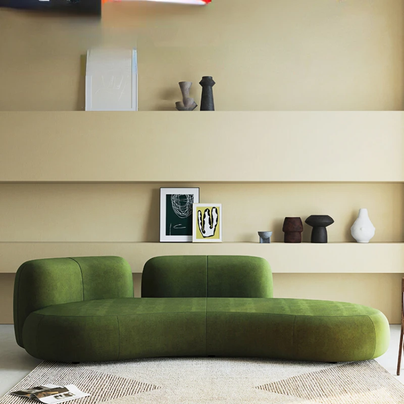 French retro arc fabric sofa arc green shaped sofa