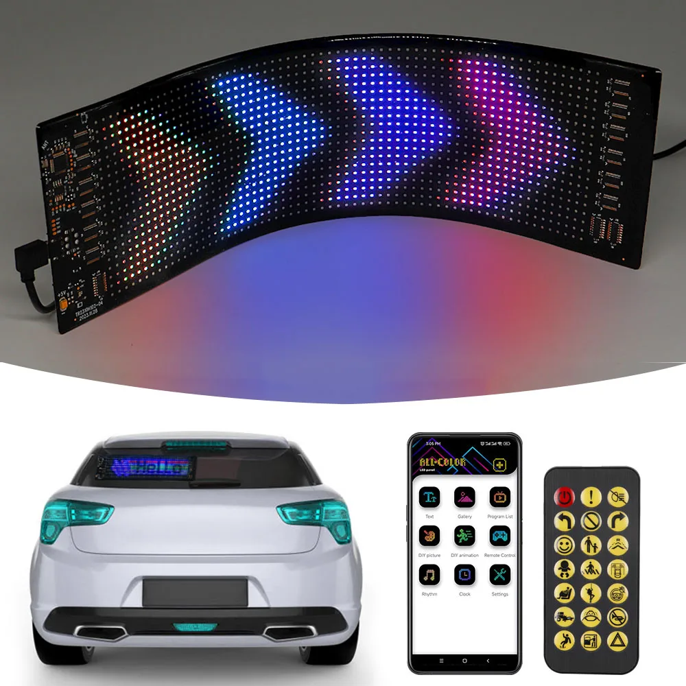 painel matriz led para publicidade usb 5v scrolling car slogan flexivel enderecavel rgb padrao graffiti controle bluetooth app 01