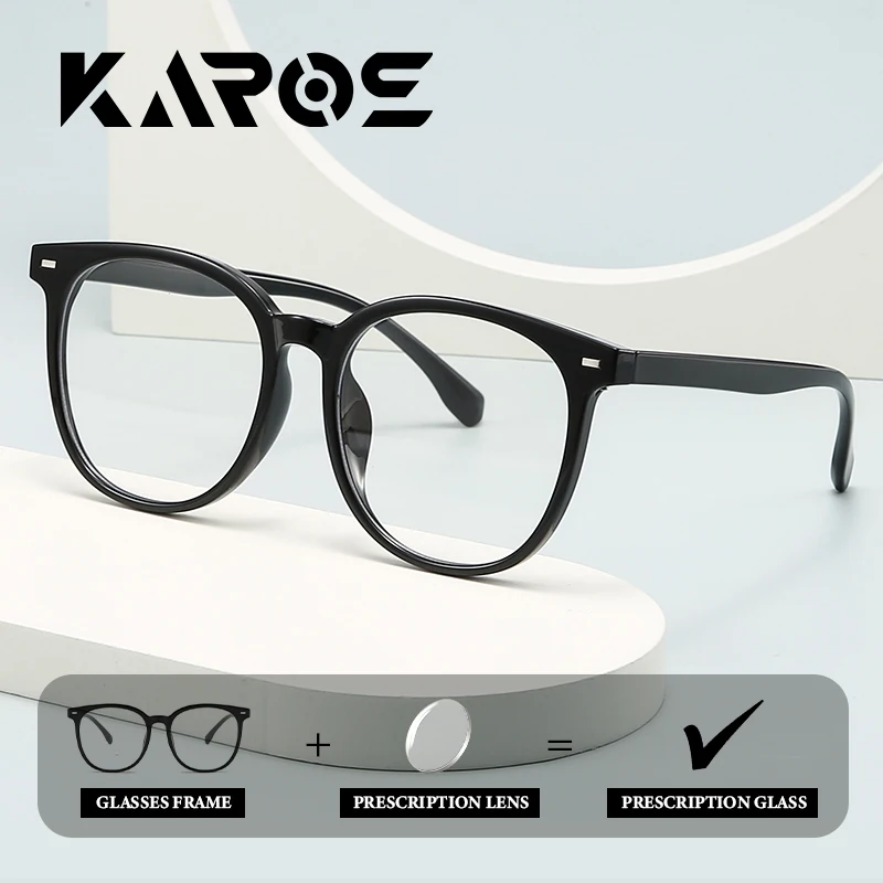 

KAROS Sleek Round Optical Glasses Large Frame Women Men Customizable Prescription Anti-Blue Light Progressive Lenses