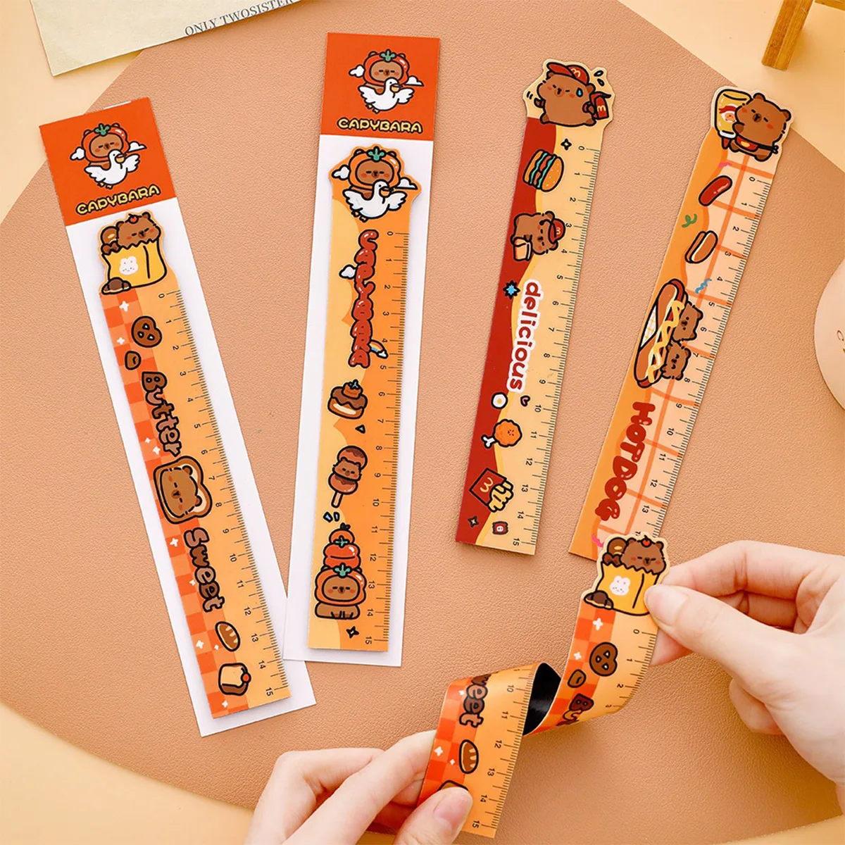 Kawaii Cartoon Capybara 15 Cm Magnetic Bookmark Ruler Cute Ruler Measurement Drawing Tool Children Student Gift Small Prize