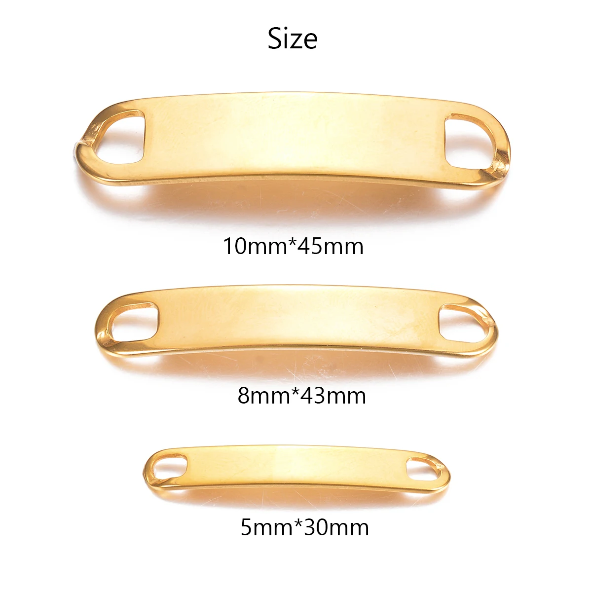 موصل شريط فارغ من الفولاذ المقاوم للصدأ علامات ختم الأساور ، سحر ديي ، إكسسوارات صنع المجوهرات ، لون الذهب ، 20 صوان #3