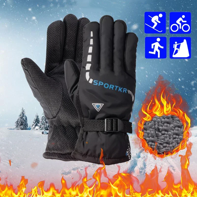 Winter Cycling Gloves Waterproof Antislip Outdoor Sports Ski Cycling Motocycle Warm Gloves Unisex Moto Equipments Accessories