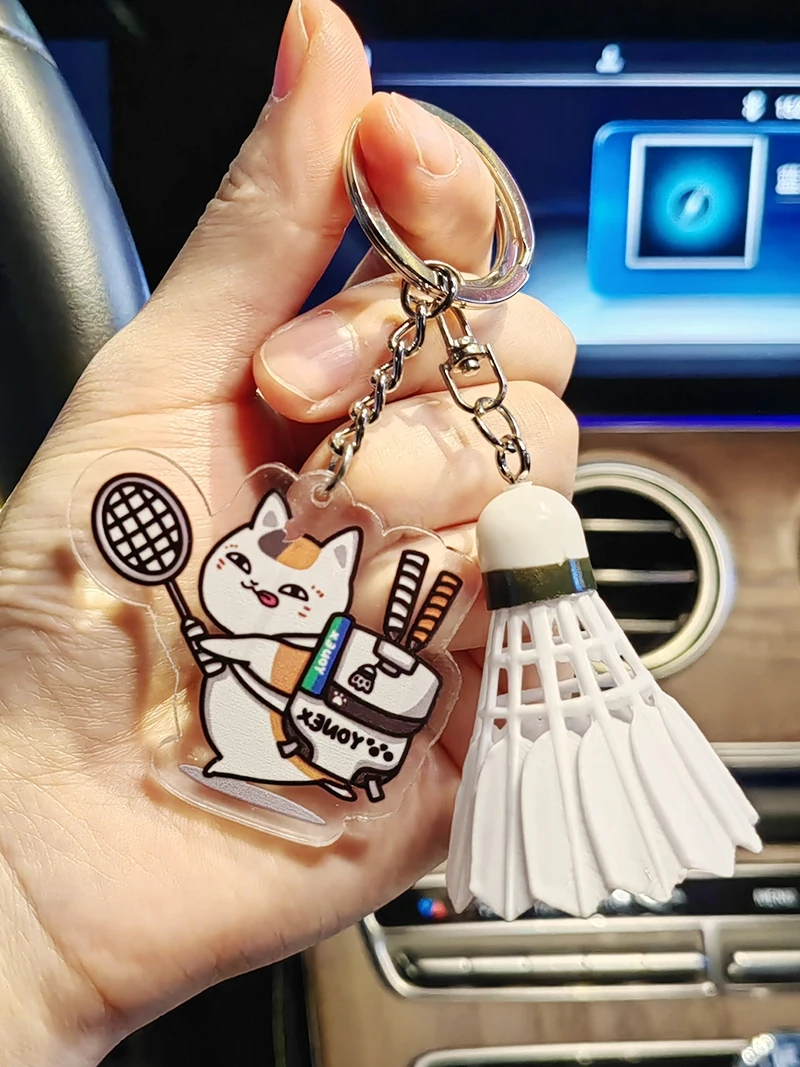 Cartoon Love Plang Badminton Series Keychain Cartoon Cute Schoolbag Acrylic Pendant Couple Pendant Boys and Girls