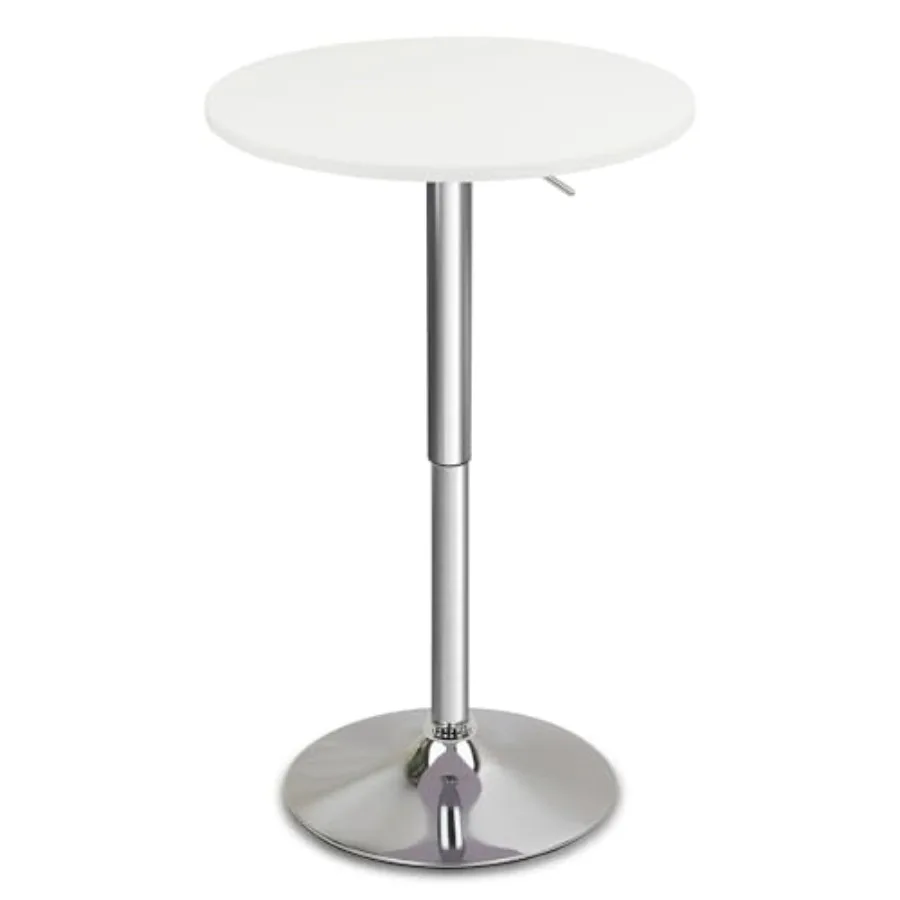 

Round Bar Table Height Adjustable 26"-36" Bistro Pub Table with Metal Base 360° Swivel High Top Cocktail Table for Kitchen Home