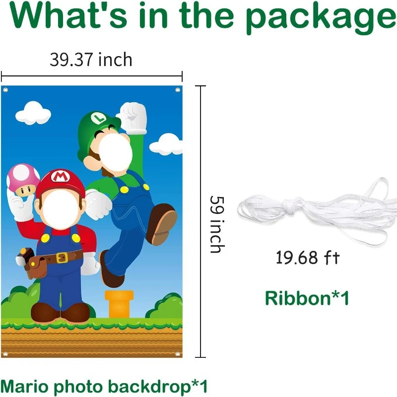 Super Marios Bros พื้นหลังอะนิเมะ Luigi ภาพประตูแบนเนอร์ผ้า Face การถ่ายภาพฉากหลัง Party Supplies ของเล่นเด็ก