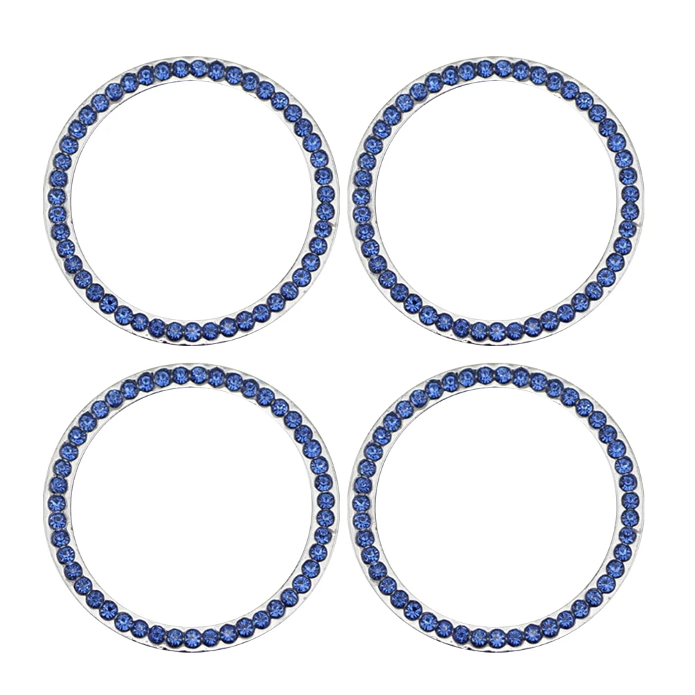

4pcs Rhinestone Tire Dust Ring Decoration Sticker Car Stem Key Button Cap ABS Plastic Anti Rust Easy Install Car
