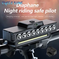 Luz de cabeza de bicicleta de 9 cuentas, recargable tipo C, para bicicletas de montaña, luz delantera de bocina, accesorios de ciclismo para seguridad de conducción nocturna