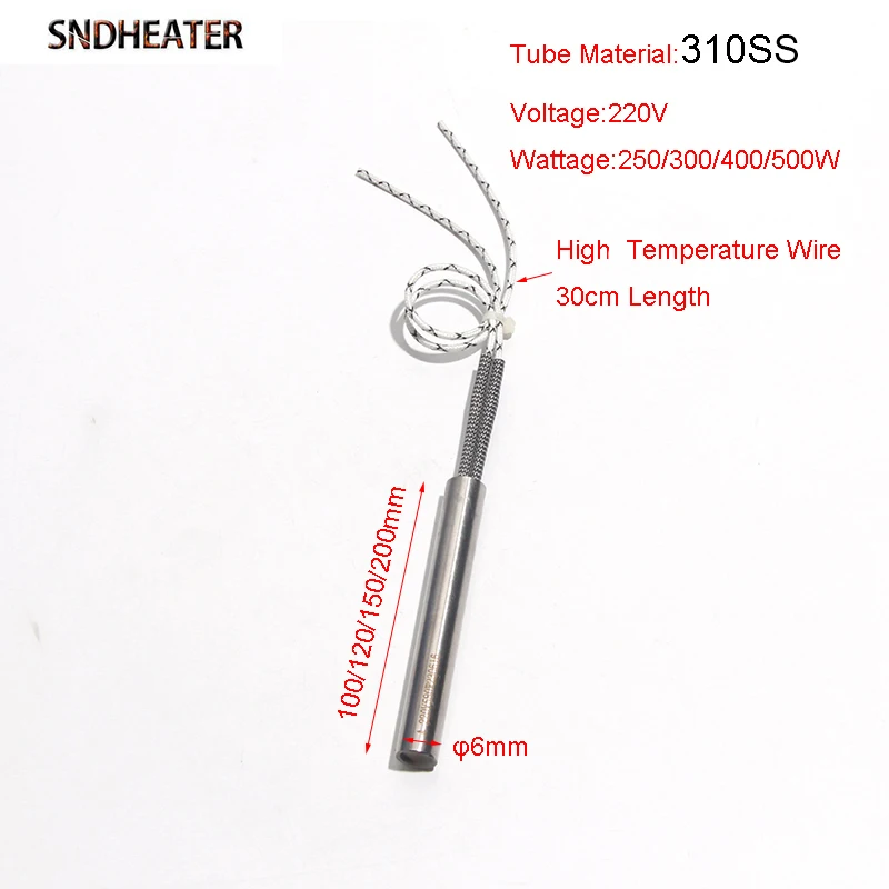 SNDHEATER 5 قطعة 220 فولت 380 فولت 110 فولت التدفئة مخصصة الطاقة الصناعية سخان خرطوشة 6x100-200 مللي متر 316SS مستقيم أنبوبي أنابيب الحرارة