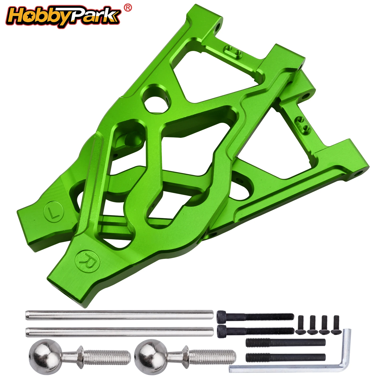 HobbyPark Front Lower Suspension Arms for ARRMA Kraton 8S BLX 1/5 RC Truck, Replace ARA330589 Green (1 Pair)