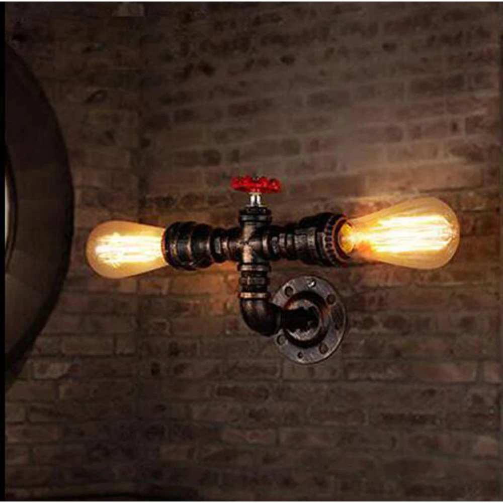 Imagem -03 - Industrial Water Pipe Wall Light Lâmpada do Teto Vintage Loft Retro Bar Café Iluminação Sconce Casa Quarto Restaurante Decoração E27