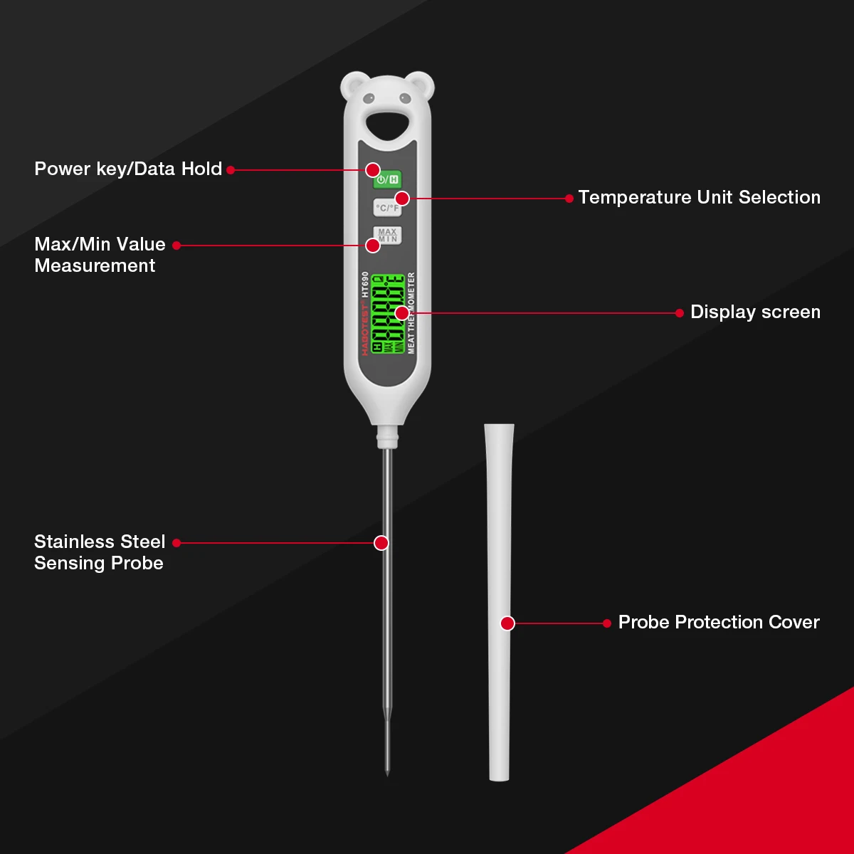 HABOTEST HT690/691 Instant Read Meat Thermometer Digital Kitchen Cooking Food Candy Thermometer for Oil Deep Fry BBQ Thermometer