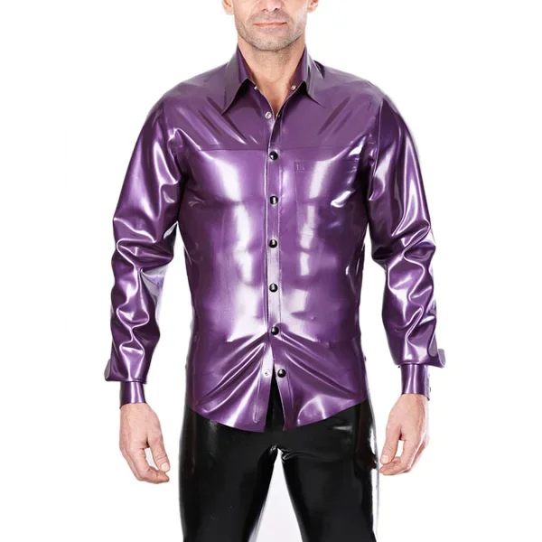Handmade Customized Latex Rubber Top Blouses Shirt Coat Long Sleeves Suit For Men Rubber Top Wear Cosplay - view 5