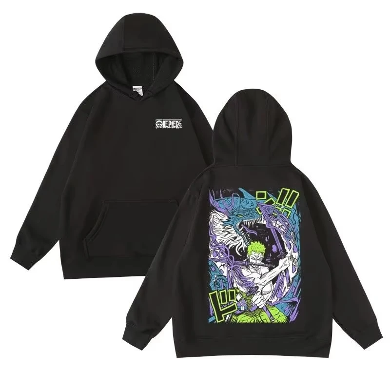 

Цельная толстовка с капюшоном в стиле аниме для мужчин и женщин Same Luffy Zoro Sanji, черный хлопковый осенне-зимний новый флисовый топ с принтом
