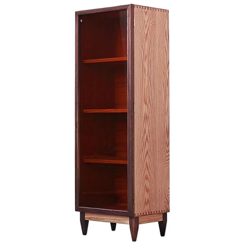 

Solid wood simple side cabinet, red wine storage display cabinet, bookcase black walnut