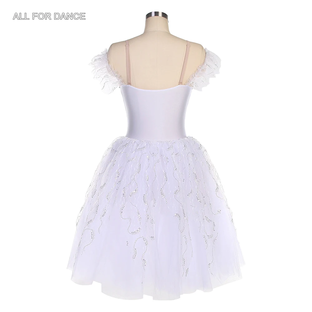 22091 White Spandex Bodice Ballet Tutu Long Romantic Ballet Costume Girl & Women Stage Performance Ballet Tutu