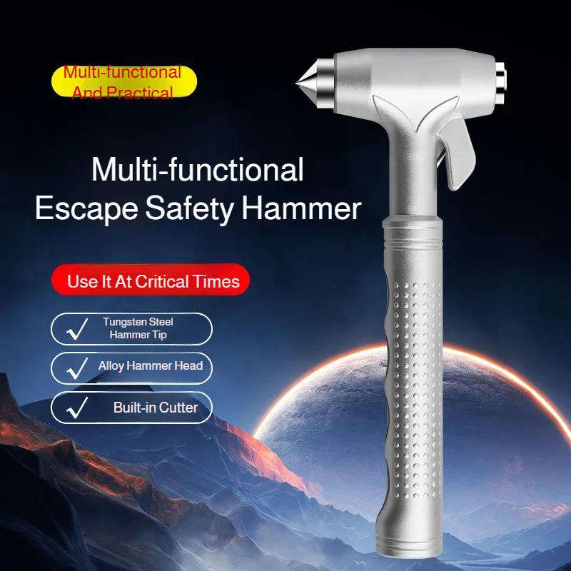 Car Safety Hammer with Seat Belt Cutter Emergency Escape Hammer Auto Window Breaker Rescue Life Saving Kit Survival Essential - view 2