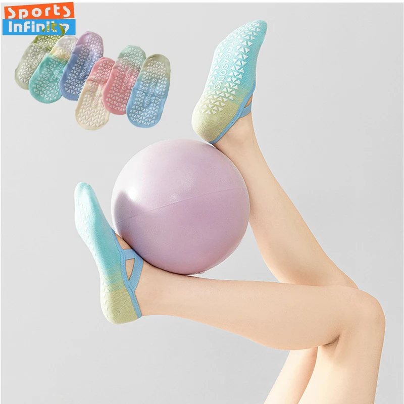 

Женские летние противоскользящие носки для йоги с градиентом тай-дай, профессиональные носки для пилатеса, спортивные носки для танцев и фитнеса, женские