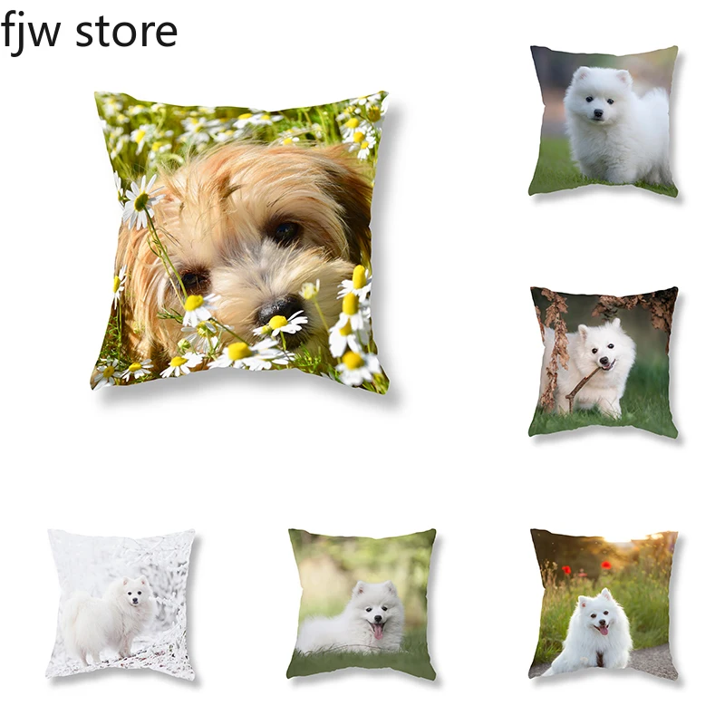 

Cute and Puppy Print Pillow Cover Sofa Decoration Children's Room Bedside Seat Cushion Kawaii Home Decor