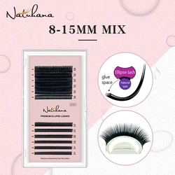 NATUHANA Eyelash Extension Premium Ellipse Flat Individual Split Tips Natural Soft Cilios Matte Mink False Eye Lash Makeup