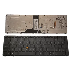Shen Zhen hot sale new laptop keyboard for HP Elitebook 8760W 8770W UI Laptop Keyboard 701977-001 grey Frame with Backlit