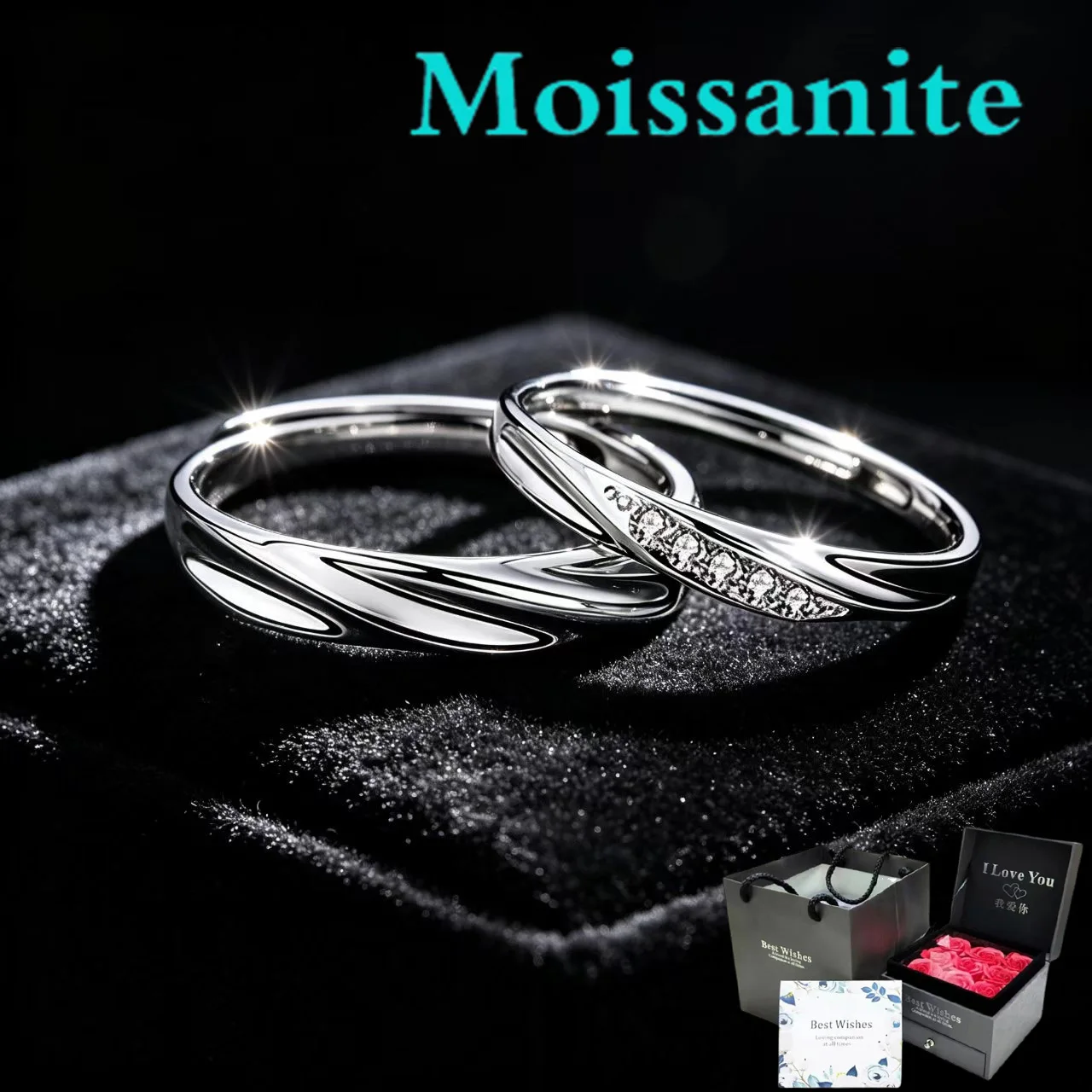 

999 pure silver couple ring for men and women, featuring light luxury and high-end style, with an inspired fashion design.