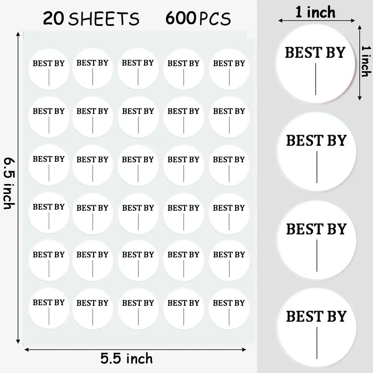 600 Pieces Expiration Date Food Stickers 1inch Circle Dot Small Blank Food Date Labels