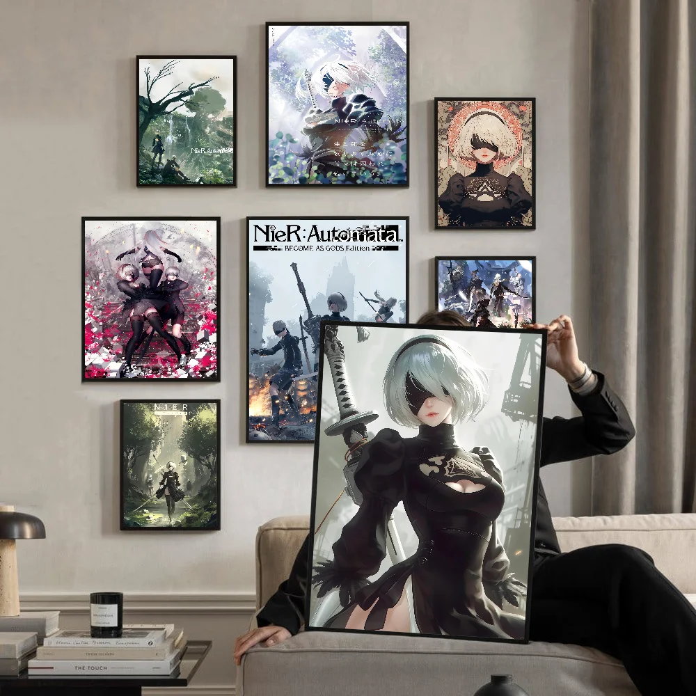 NieR Automata Classic Movie Posters Vintage Room Bar Cafe Decor Stickers Wall Painting