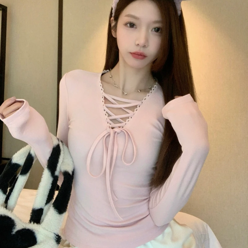 

Модный утолщенный повседневный топ с длинными рукавами и начесом для женщин, осень 2026, элегантная теплая облегающая рубашка базового слоя для женщин