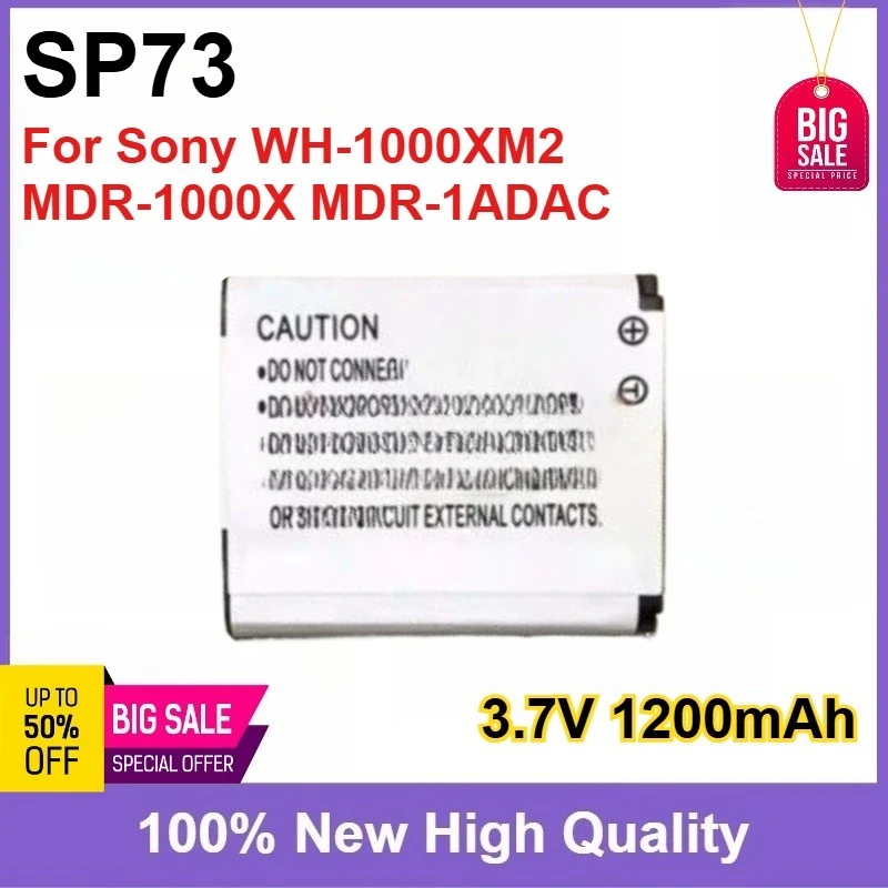 High Capacity SP73 3.7V 1200mAh Bluetooth Headset Battery for Sony MDR-1000X WH-1000XM2 MDR-1ADAC Replaceable Battery