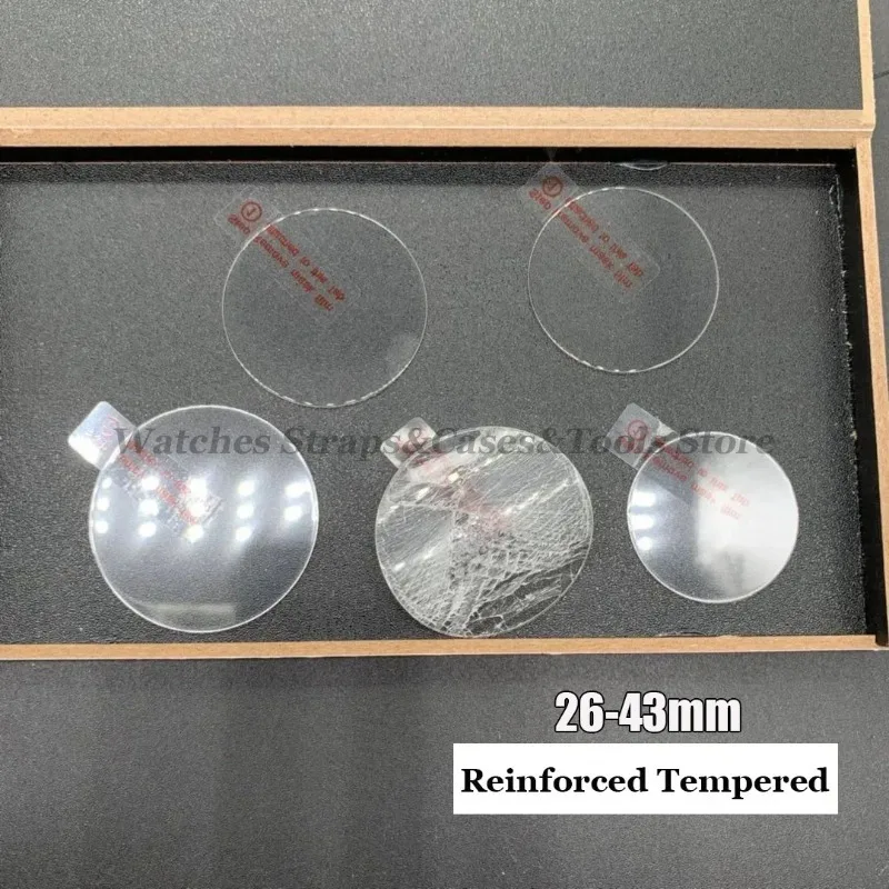 26-43mm Tempered Glass Smart Watch Screen Protector Protective Film Universal 28mm 30mm 32mm 38mm 40mm 41mm 42mm Diameter 2/5pcs