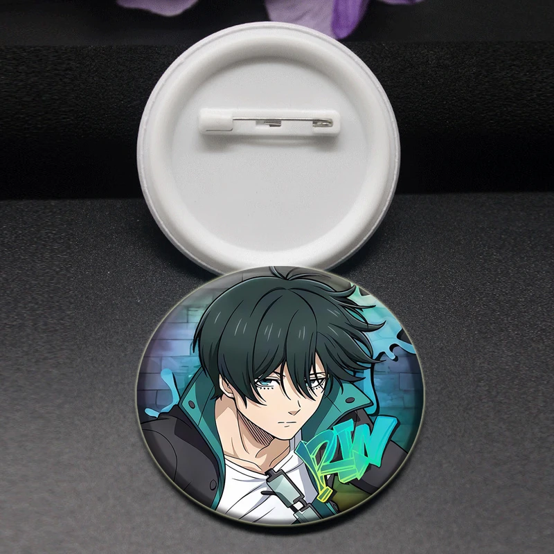 58mm Blu Blocco Rotondo Anime Spille Figura Del Fumetto Hyoma Chigirl Seishiro Nagi Distintivo Spille Fatte A Mano per Gioielli Regalo Accessorio