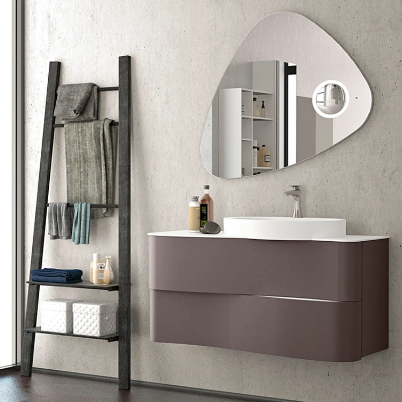 Semi-recessed, convex and semi-polished 1 m 1 2 3 4 5 hand washbasin, bathroom cabinet