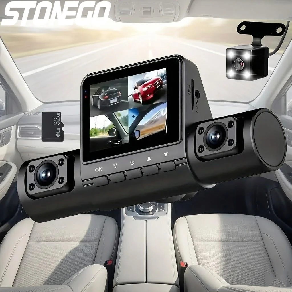 

4 Lens Dash Cam 1080P Full HD Wide Angle Loop Recording Button Control IPS Screen Laptop Support Car DVR Camera