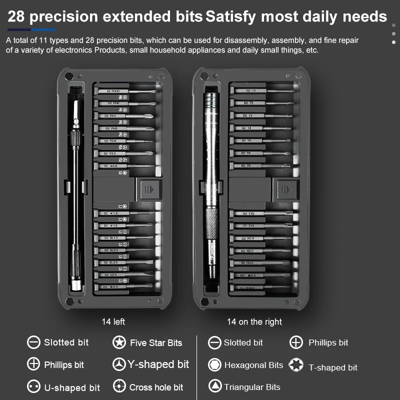 Juego de destornilladores S2 30 en 1, Kit de herramientas manuales de reparación de ordenador portátil y Smartphone, Torx magnético, Phillips, hexagonal, brocas