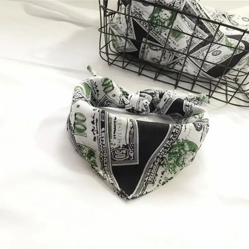 Hip Hop Money Bandana Hair Scarf Wrist Wrap for Head Square Scarves Handkerchief