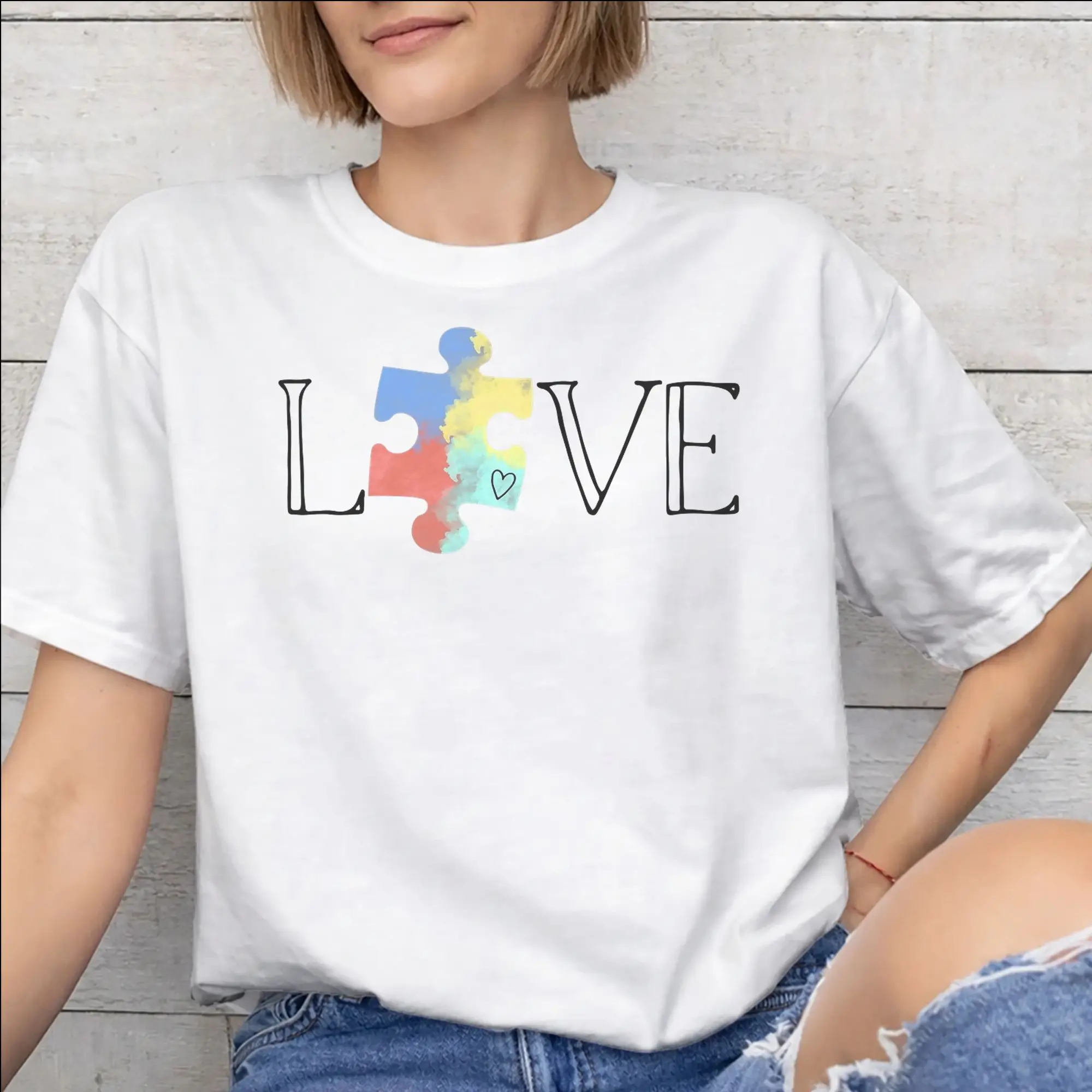 New Arrival Autism Awareness Respect Love Support  T Shirt for Men Women  Cotton T-shirts Short Sleeve Clothes