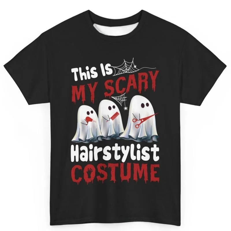 

2025 Halloween Funny Costume Ghost Theme 3D Printed Quick Drying Short Sleeved Shirt