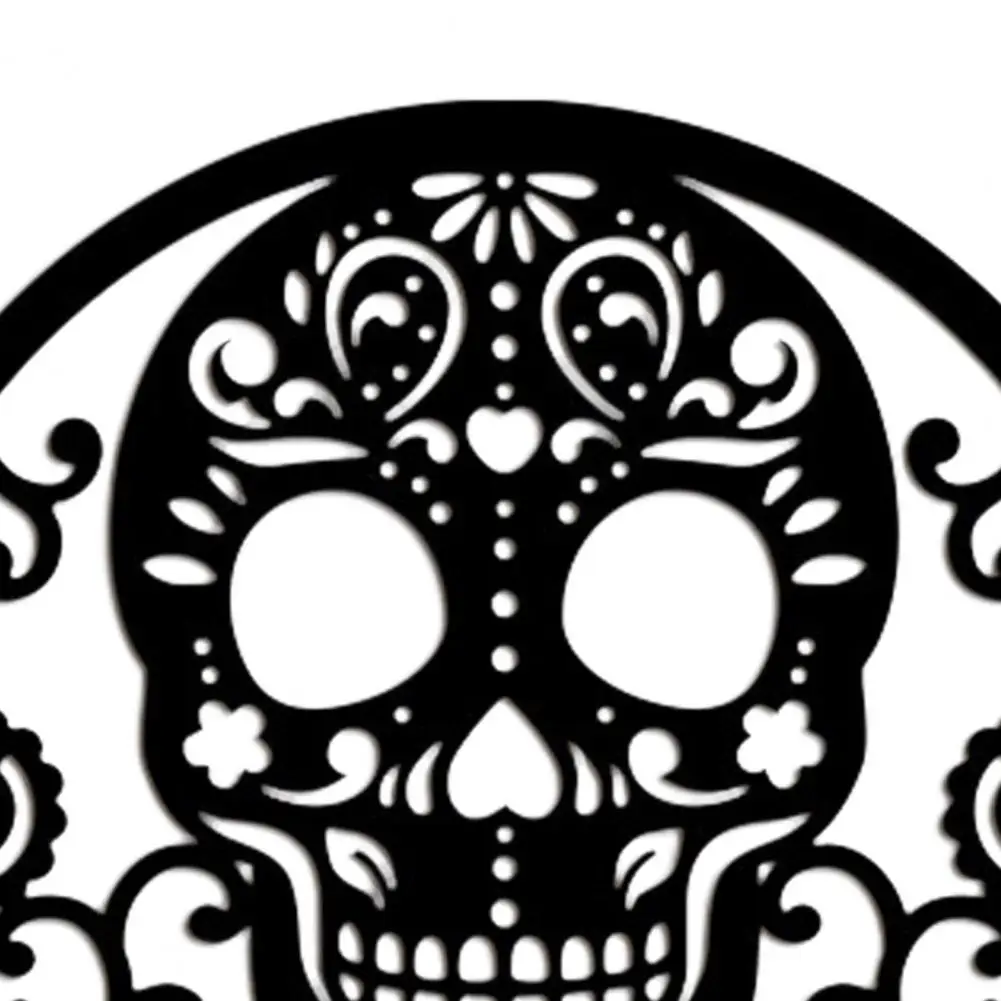 Halloween Skull Sign Exquisite Carving Craft Skull Metal Door Sign Spooky Skeleton Head Wall Art Halloween Decor for Man Cave