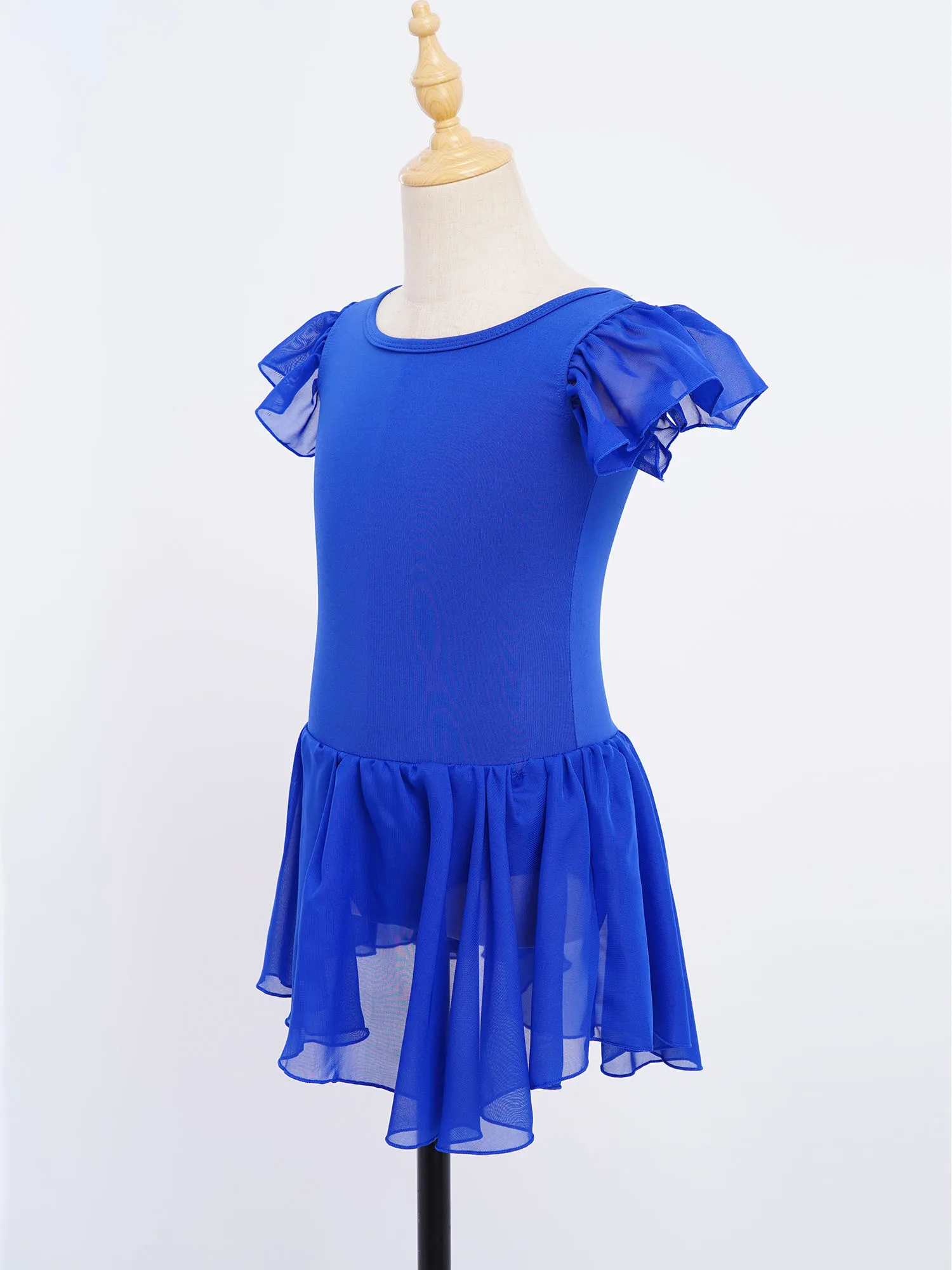 

Kids Ballerina Skirted Dance Leotard Dress Dance Practice Clothes Girls Ruffle Sleeves Ballet Dress Girls Cross Back Ballet