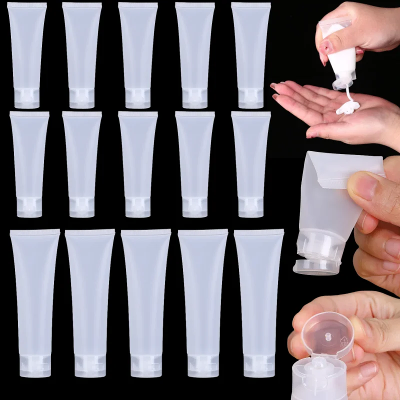

5/10Pcs Portable Empty Matte Clear Tube Refillable Bottle Bath Lotion Squeeze Containers Lotion Shampoo Holder Cream Tube