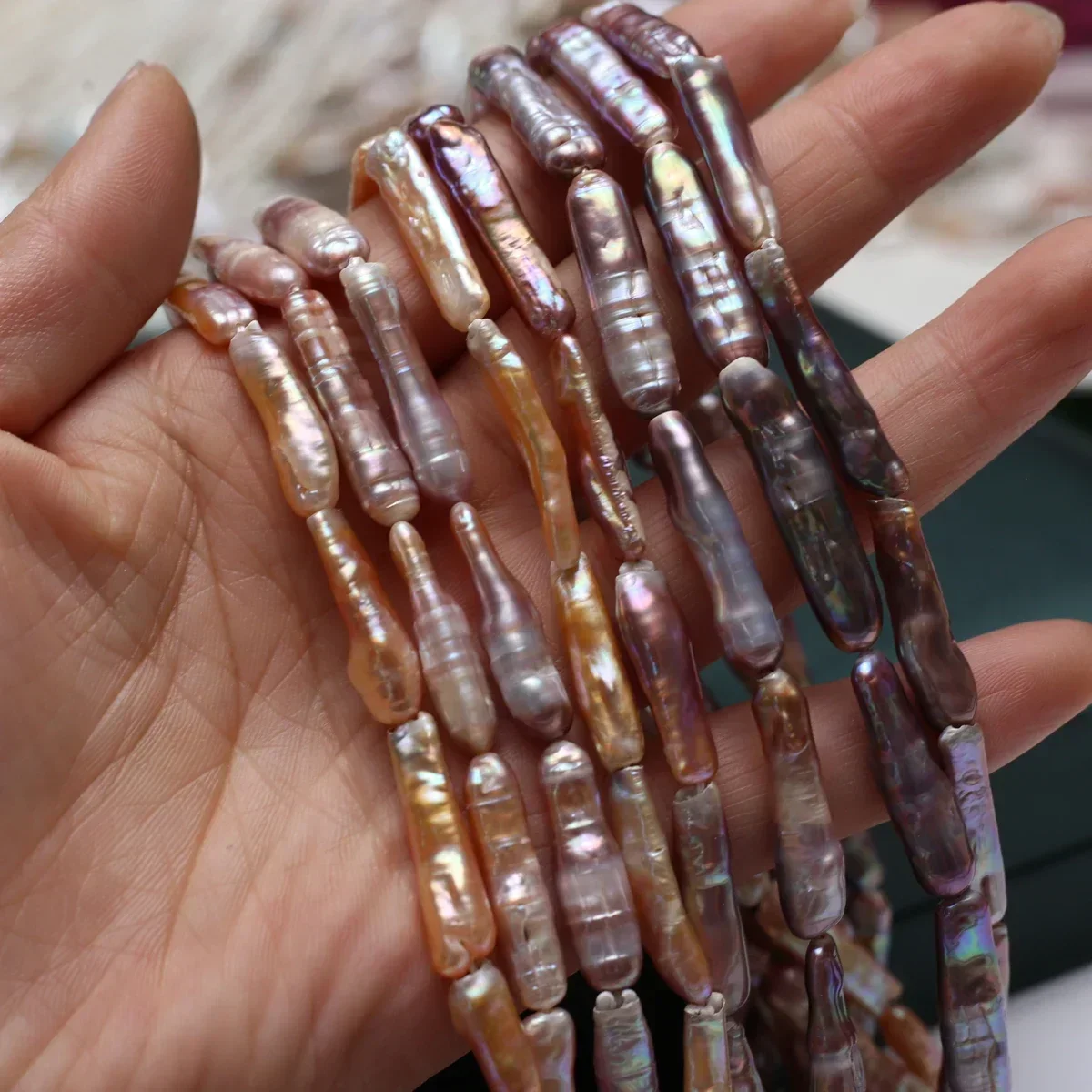 6x25mmAAA oświadczenie kawałek barokowy fioletowy srebrny pasek naturalna perła słodkowodna koralik biżuteria zrób DIY naszyjnik akcesoria do bransoletki