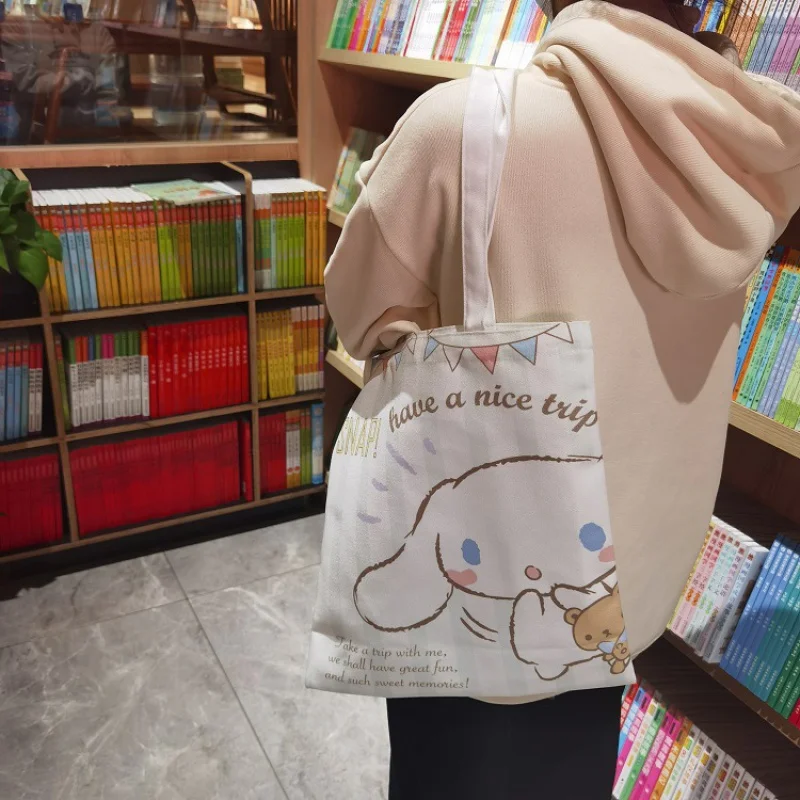 Custom  StellaLou Cute Cartoon Canvas Bag Shoulder Bag Female Student Class Tutorial Large Capacity Tote Eco-friendly Shopping