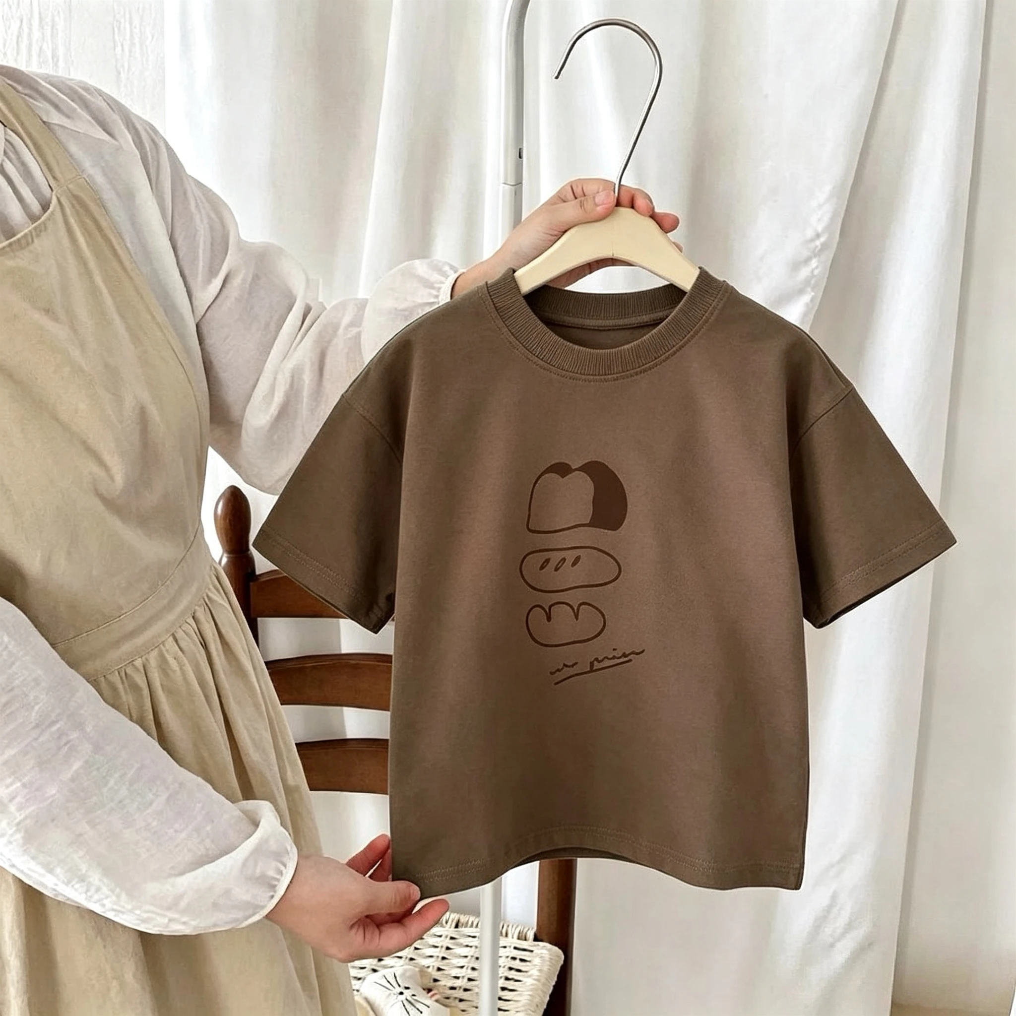 9m-7y Children's Wear Tops T-shirt Simple Versatile Kids Summer Clothing Short-sleeved Tops Tees Baby Girl Boy Clothes T Shirts