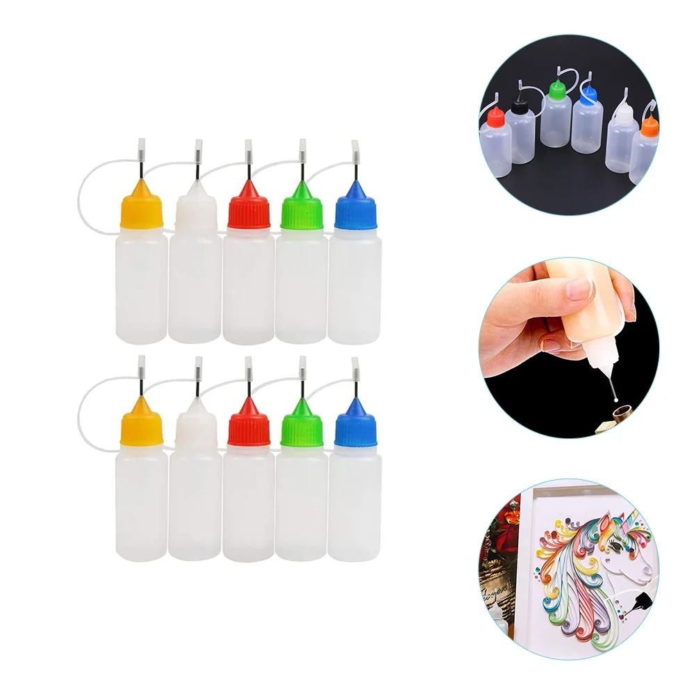 10 Pcs Liquid Dispensing Bottles Pointed Nozzle Oil Squeeze Plastic Dispenser Glue DIY Crafts