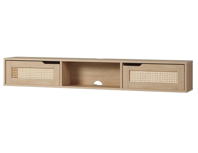 

！@Combohome Modern Tv Wall Wooden Rattan Tv Cabinet Living Room Rectangular TV Unit Stand Furniture Meuble Coffee Table