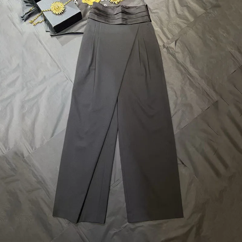 Women's High-Waisted Wide-Leg Pants Versatile Black Straight-Leg Pants Premium Quality Trousers 2026 Spring New Arrivals Y2K